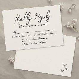 Eenvoudige hand getrokken grillige bruiloft RSVP kaartje