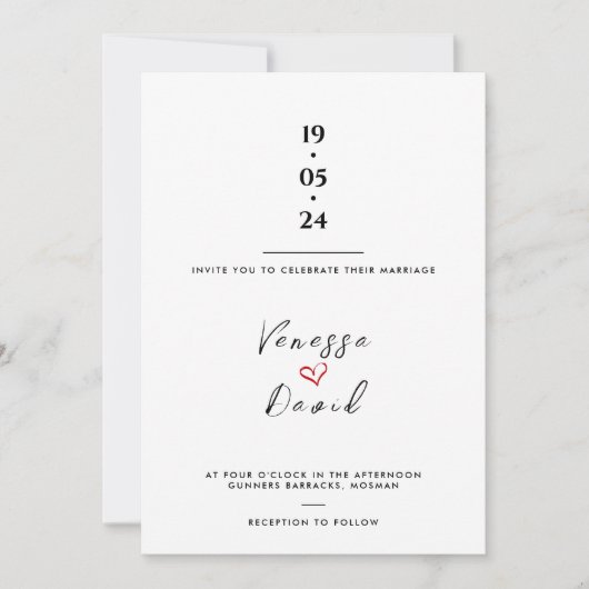 Eenvoudige hand getrokken hart de bruiloft van uit kaart (Voorkant)