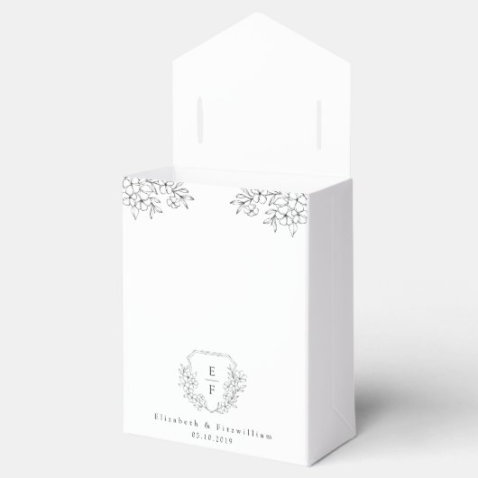 Eenvoudige Hand Getrokken Kersenbloesem Monogram K Bedankdoosjes (Geopend)