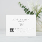 Eenvoudige Hand-getrokken Kersenbloesem QR Code Hu RSVP Kaartje (Staand voorkant)