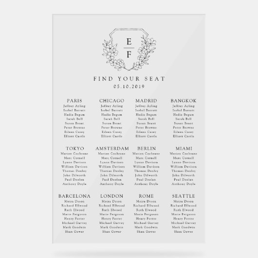 Eenvoudige hand getrokken kersenbloesem zitkaart acryl bord (Voorkant)