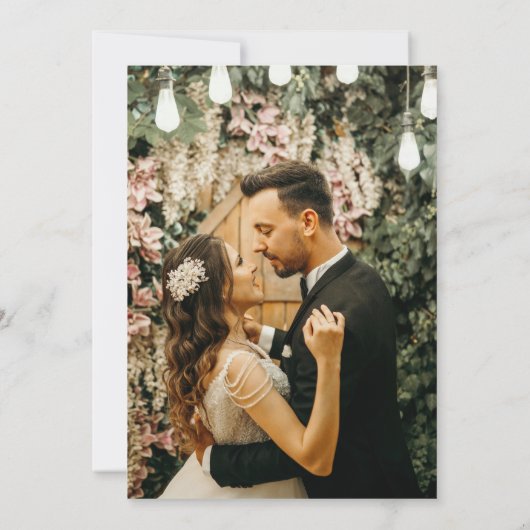 Eenvoudige Hand getrokken Paar Foto Bourgondische  Bedankkaart (Achterkant)