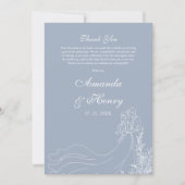 Eenvoudige Hand Getrokken Paar Foto Dusty Blue Wed Bedankkaart (Voorkant)