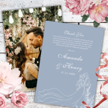 Eenvoudige Hand Getrokken Paar Foto Dusty Blue Wed