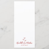 Eenvoudige hand getrokken rode grillige bruiloft menu (Achterkant)