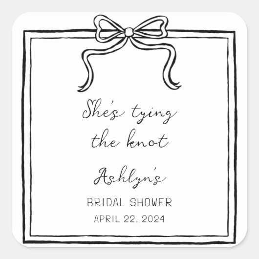 Eenvoudige Hand Getrokken Schoenen Het binden van  Vierkante Sticker (Voorkant)