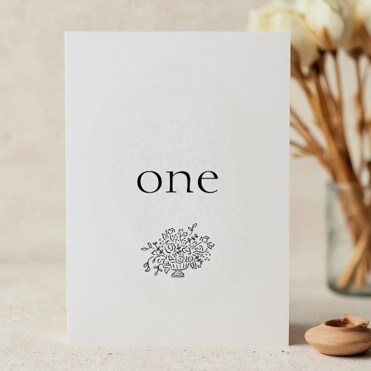 Eenvoudige Hand Getrokken Vaas Bloemen Trouwtafel  Kaart