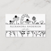 Eenvoudige Hand getrokken Wildflowers Minimalistis Visitekaartje (Voorkant)