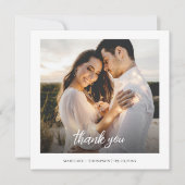 Eenvoudige Hand Lettered Photo Wedding Dank u Notitiekaartje (Voorkant)