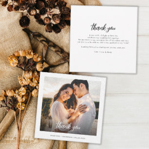Eenvoudige Hand Lettered Photo Wedding Dank u Notitiekaartje