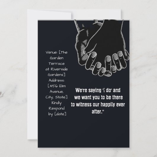 eenvoudige hand vasthouden vector zwarte trouwkaar kaart (Voorkant)