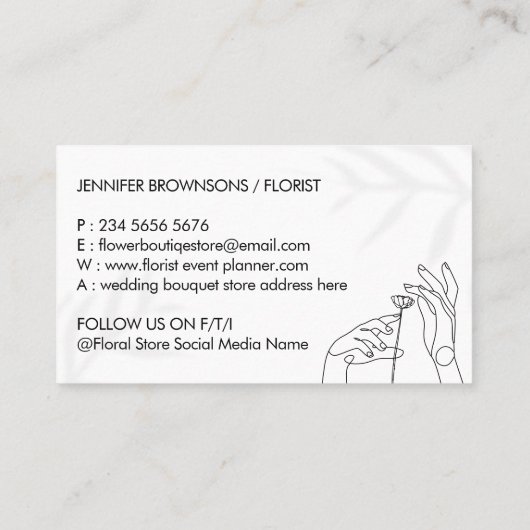 Eenvoudige handen bloeiend kruidenapotheek visitekaartje (Achterkant)