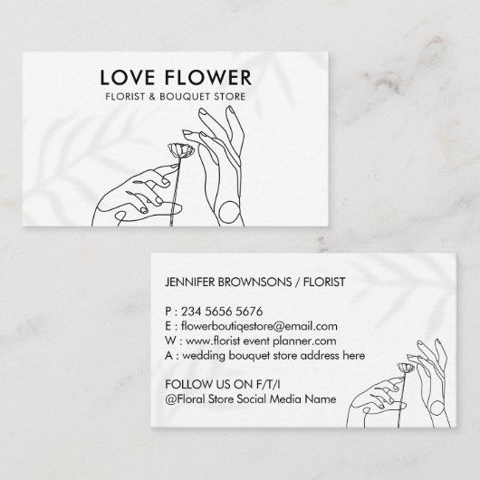 Eenvoudige handen bloeiend kruidenapotheek visitekaartje (Voorkant / Achterkant)