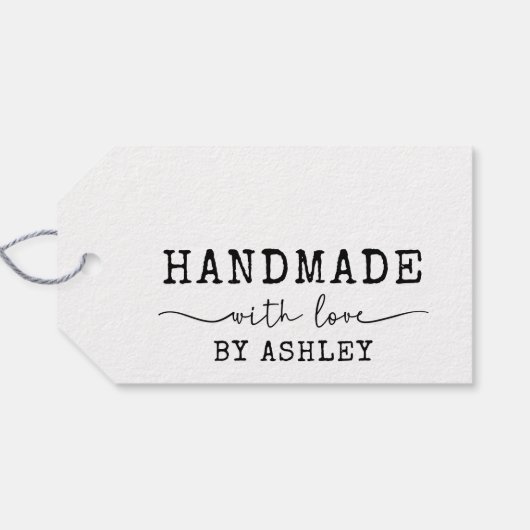 Eenvoudige handgemaakt met liefdeshandgeschreven s cadeaulabel (Achterkant Horizontaal)