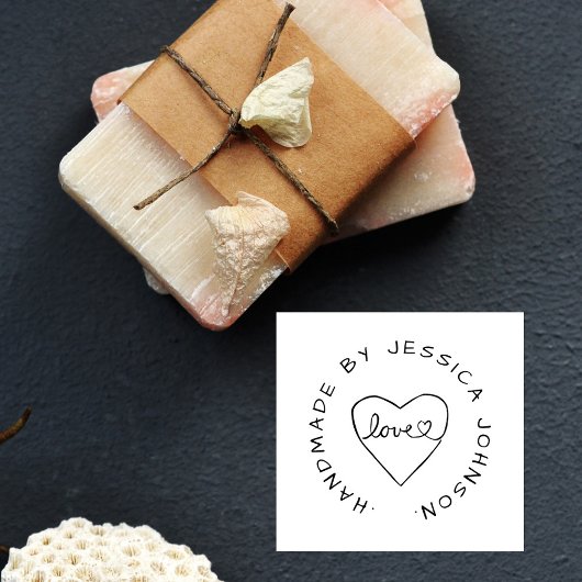 Eenvoudige handgemaakte met liefde hart aangepaste rubberstempel