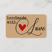 Eenvoudige handgemaakte met liefde hart eenvoudig informatiekaartje (Voorkant)