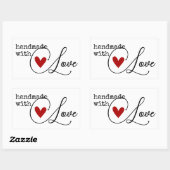 Eenvoudige handgemaakte met liefde hart eenvoudig  rechthoekige sticker (Vel)