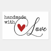 Eenvoudige handgemaakte met liefde hart eenvoudig  rechthoekige sticker (Voorkant)