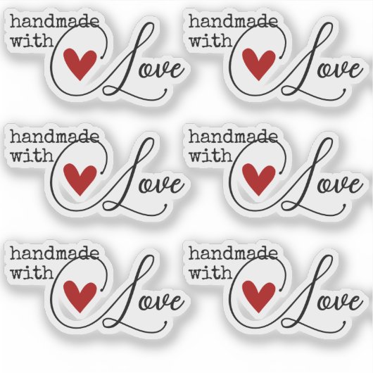 Eenvoudige handgemaakte met liefde hart eenvoudig  sticker (Voorkant)