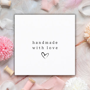 Eenvoudige handgemaakte met liefde hart   Zwart-wi Vierkante Visitekaartje