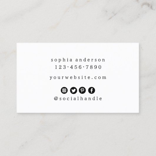 Eenvoudige handgemaakte met liefde hart | Zwart-wi Visitekaartje (Achterkant)