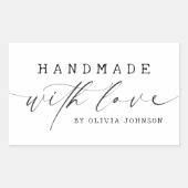 Eenvoudige handgemaakte met liefde script business rechthoekige sticker (Voorkant)