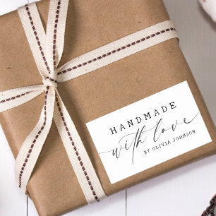 Eenvoudige handgemaakte met liefde script business rechthoekige sticker