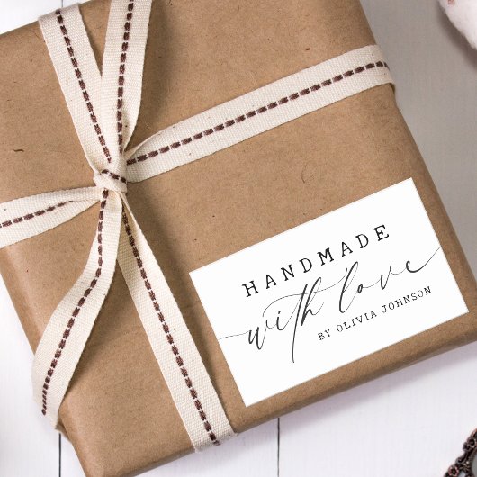 Eenvoudige handgemaakte met liefde script business rechthoekige sticker