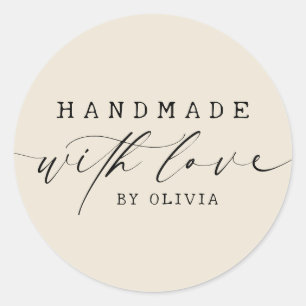 Eenvoudige handgemaakte met liefde script business ronde sticker