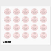 Eenvoudige handgemaakte roze handgeschreven hart b ronde sticker (Vel)