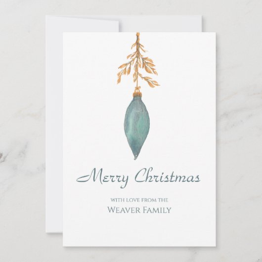 Eenvoudige handgeschilderde Waterverf turquoise ke Feestdagenkaart (Voorkant)