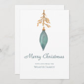 Eenvoudige handgeschilderde Waterverf turquoise ke Feestdagenkaart (Voorkant / Achterkant)