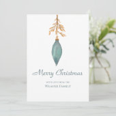 Eenvoudige handgeschilderde Waterverf turquoise ke Feestdagenkaart (Staand voorkant)