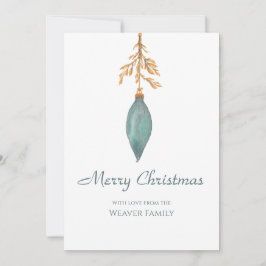 Eenvoudige handgeschilderde Waterverf turquoise ke Feestdagenkaart