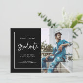 Eenvoudige handgeschreven aankondiging Afstuderen (Staand voorkant)