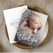 Eenvoudige handgeschreven Baby foto Bedankkaart