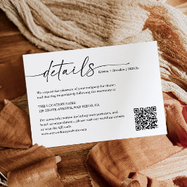 Eenvoudige handgeschreven code voor bruiloften met informatiekaartje