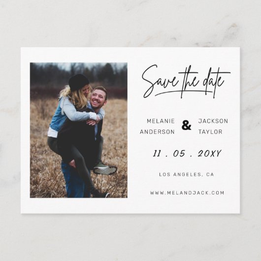 Eenvoudige handgeschreven foto slaat de datum op aankondigingskaart (Voorkant)