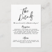 Eenvoudige handgeschreven grillige bruiloft detail informatiekaartje (Voorkant)