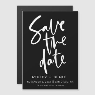 Eenvoudige handgeschreven kalligrafie Sparen de Da Magnetische Uitnodiging