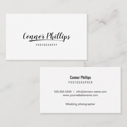 Eenvoudige handgeschreven kalligrafie van het Manu Visitekaartje (Voorkant / Achterkant)