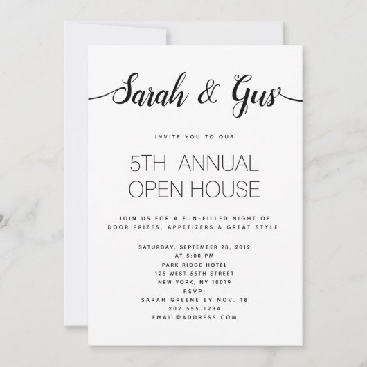 Eenvoudige handgeschreven kalligrafie zwart-wit kaart (Voorkant)