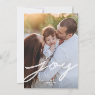 Eenvoudige, handgeschreven kerstfoto met script feestdagenkaart