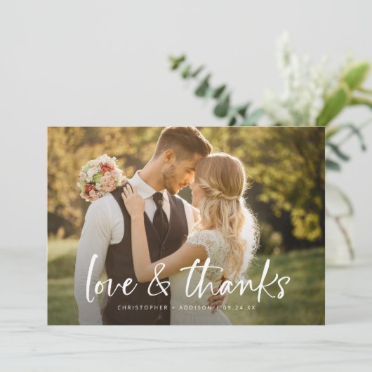 Eenvoudige Handgeschreven Liefde Bedankt Fotobruil (Staand voorkant)