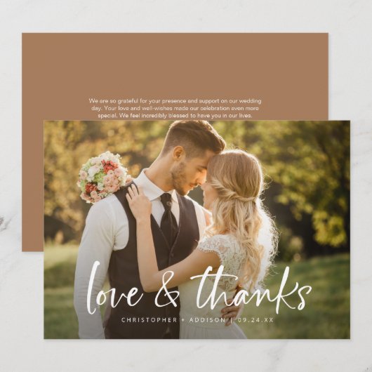 Eenvoudige Handgeschreven Liefde Bedankt Fotobruil (Voorkant / Achterkant)