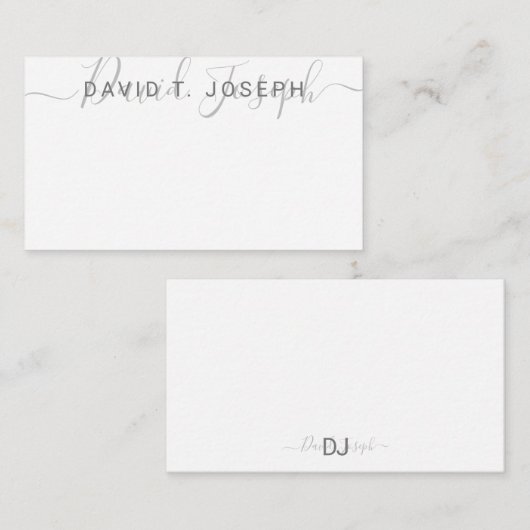 Eenvoudige handgeschreven minimalistisch grijs mon notitiekaartje (Voorkant / Achterkant)