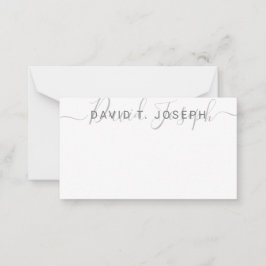 Eenvoudige handgeschreven minimalistisch grijs mon notitiekaartje