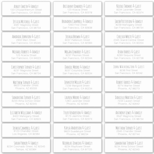 Eenvoudige Handgeschreven Namen van de Huwelijksga Sticker (Voorkant)