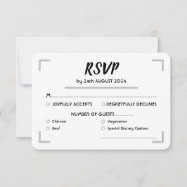 Eenvoudige handgeschreven script bruiloft RSVP kaartje