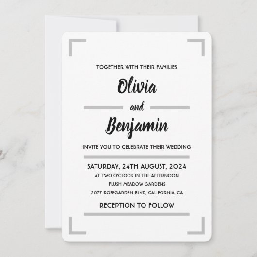 Eenvoudige handgeschreven script bruiloft uitnodig kaart (Voorkant)